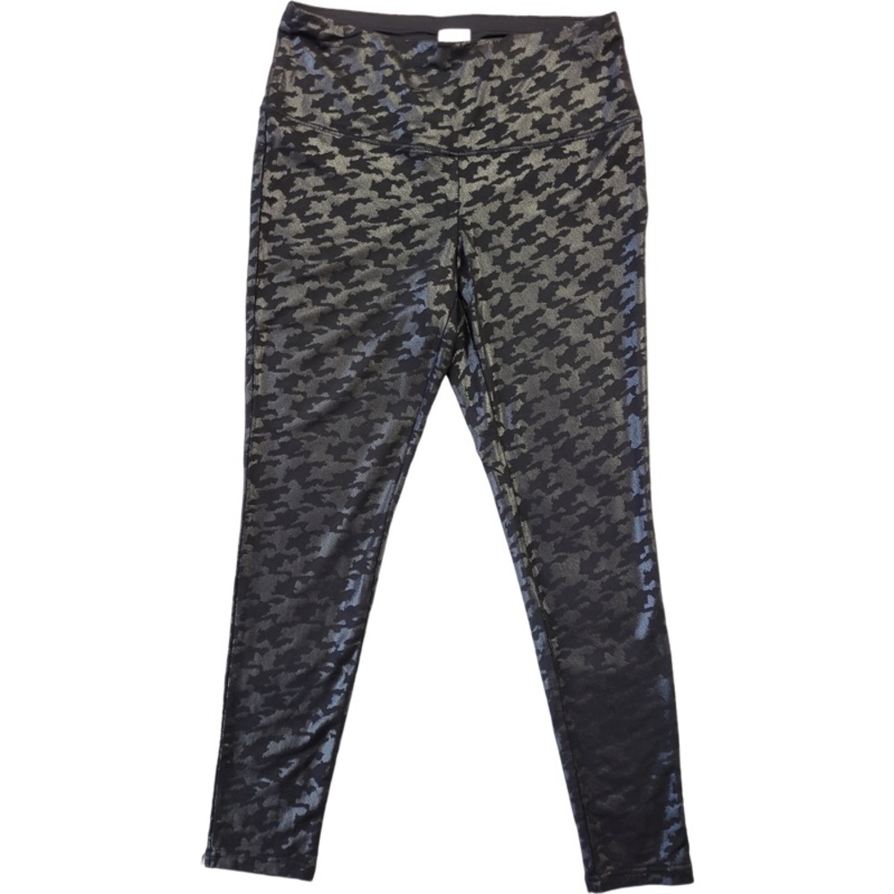 ✅ Chico’s Zenergy  Skinny Legging Pants coated printed black silver size 1 8-10